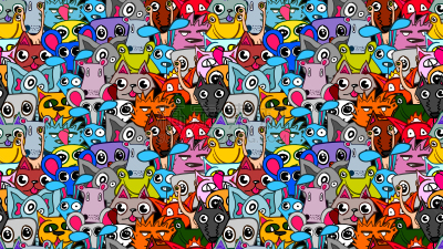 卡通,可爱的,动物,绘画插图,乐趣,矢量,狗,猫,野生动物,青蛙