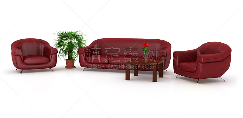 椅子,沙发,住宅房间,桌子,水平画幅,郁金香,无人,全景,白色背景,皮革