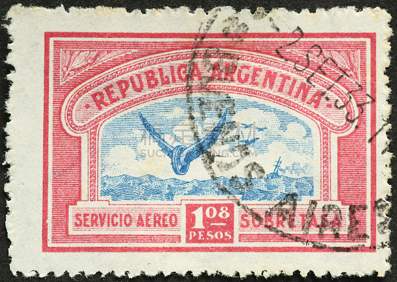 航空邮件,阿根廷,水平画幅,无人,成品,古老的,古典式,大特写,邮戳