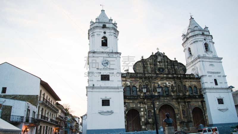 casco viejo,巴拿马城,中美洲,教堂,水平画幅,建筑,雕塑,无人,大教堂,石材