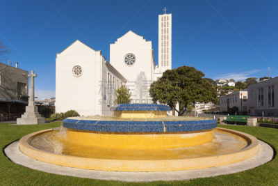 纳皮尔,新西兰,大教堂,喷泉,hawkes bay region,英国国教,新西兰北岛,水平画幅,无人,摄影