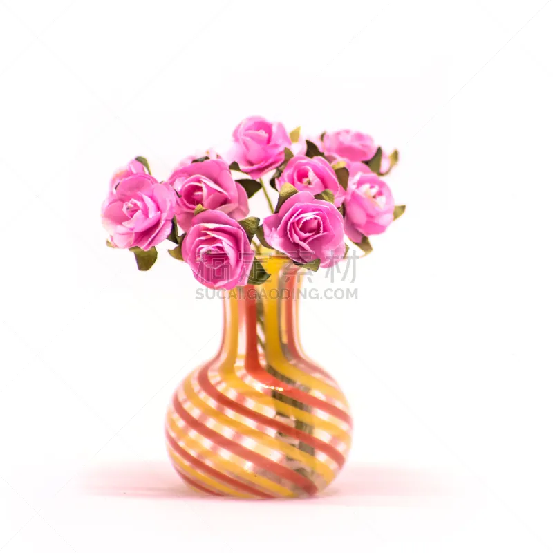 玫瑰 白色背景 粉色 花瓶 花束 小的 周年纪念 背景分离 瓶子 春天图片素材下载 稿定素材