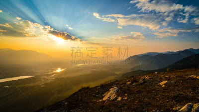 山,加拿大,天空,美,水平画幅,云,无人,早晨,夏天,户外