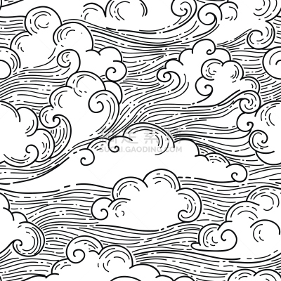 云,四方连续纹样,风,云景,天空,绘画插图,计算机制图,计算机图形学,白色,复古风格