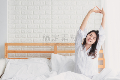 早晨,床,女人,亚洲,修改系列,美,水平画幅,美人,泰国,活力