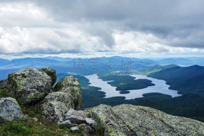 白面山,看风景,阿迪朗达克州立公园,普拉希德湖城,水,天空,运动竞赛,水平画幅,无人,健康