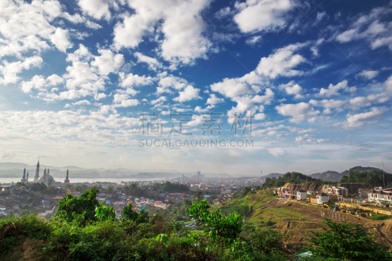 城市,早晨,水平画幅,山,无人,矿坑,户外,云景,都市风景,采矿业