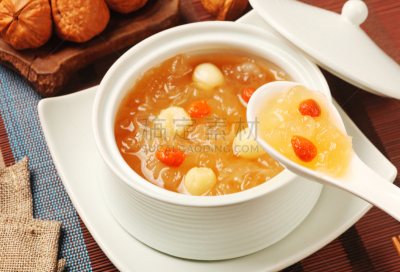 荷花,真菌,甜食,汤,种子,白色,莲子,枸杞,餐具,水平画幅