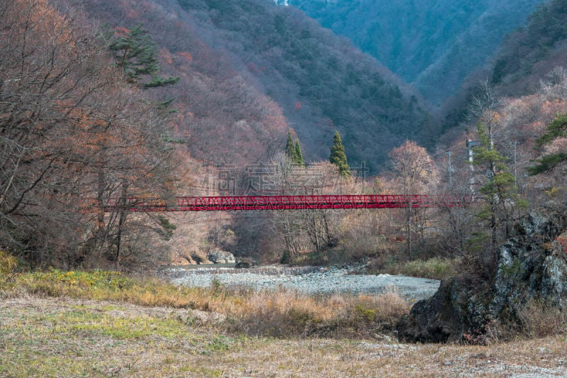 桥,红色,天空,美,水平画幅,无人,角馆,户外,自然公园,田地