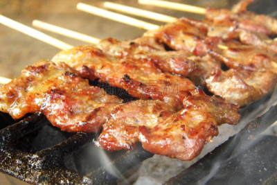 格子烤肉,泰国,猪肉,调味品,沙嗲,水平画幅,膳食,特写,肉,热