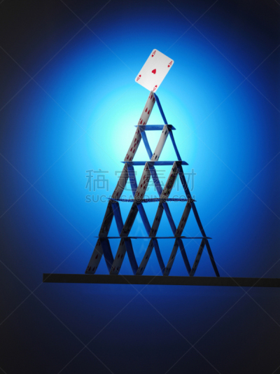 红桃a,在上面,纸牌屋,扑克牌a,垂直画幅,留白,无人,风险,金字塔形,休闲游戏