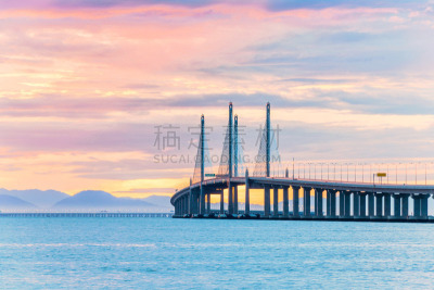 马来西亚,都市风景,槟榔屿州,桥,乔治敦,黎明,水,天空,美,水平画幅