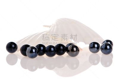 黑珍珠,白色,闪亮的,背景分离,图像,海洋,组物体,珍珠首饰,贝壳,背景