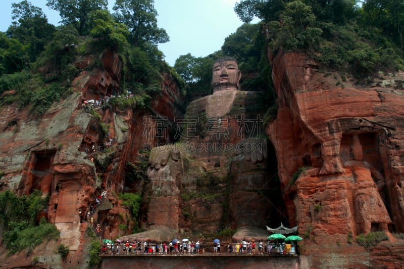 乐山,乐山大佛,建筑工地,大菩萨,四川省,悬崖,水平画幅,无人,佛