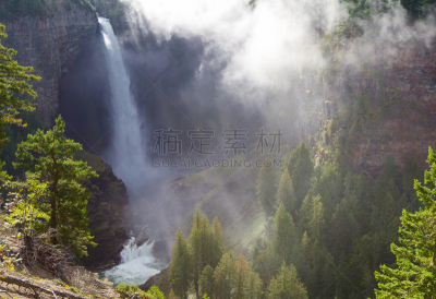 汉默肯瀑布,威尔斯格雷省立公园,水道,水,公园,休闲活动,水平画幅,瀑布,无人,火山地形