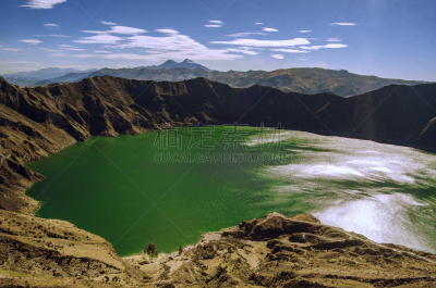 湖,quilotoa,拉古娜海滩,特拉华,水,透过窗户往外看,在边上,美洲,都市风景,山脊