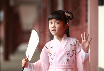 传统,儿童,古服装,平和,肖像,一个人,人种,女人,中国,户外