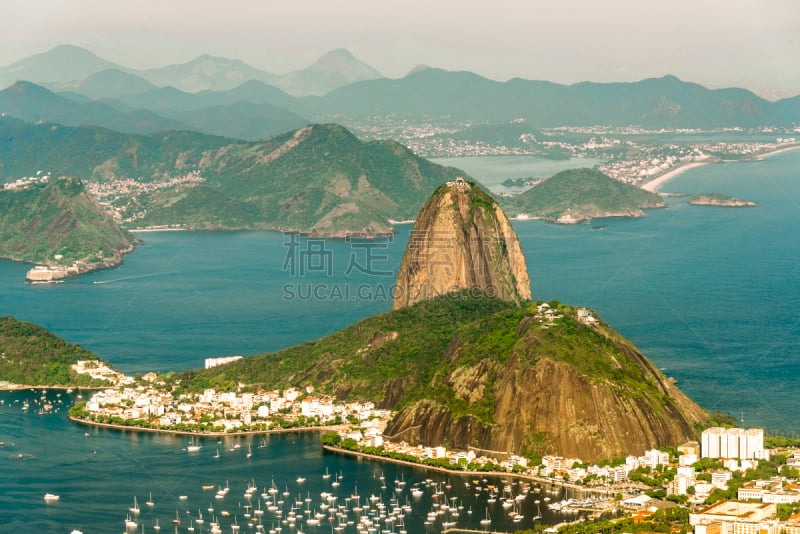 里约热内卢,甜面包山,南美,水,水平画幅,高视角,山,瓜纳巴拉湾,无人,户外