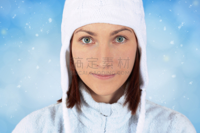 美,青少年,水平画幅,雪,美人,新年,厚衣服,青年人,白色