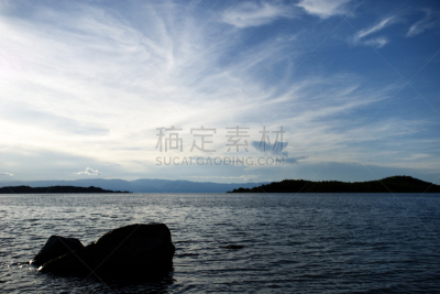 湖,天空,在上面,坦噶尼喀湖,水,水平画幅,岩石,无人,坦桑尼亚,户外
