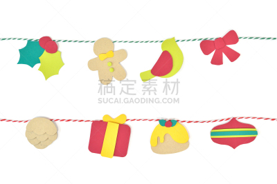 装饰旗,白色背景,纸,水平画幅,无人,蝴蝶结,符号,鸟类,姜饼男人