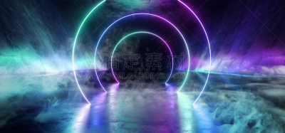 现代,隧道,三维图形,混凝土,粉色,霓虹灯,紫色,激光,蓝色,反射