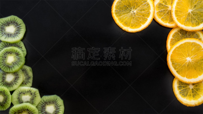 橙子,黑色,背景,猕猴桃,营养阶段,水平画幅,素食,无人,平视角,生食