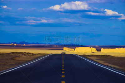 沙漠,路,旅途,空的,沥青,云景,交通,曙暮光,云,公园