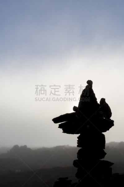 罗赖马山,委内瑞拉,早晨,石头,平顶山,canaima,垂直画幅,超现实主义的,阴影,户外
