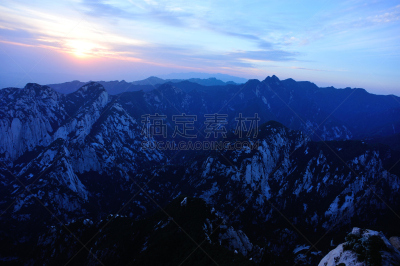 华山,黎明,陕西省,天空,水平画幅,无人,早晨,东亚,夏天,户外