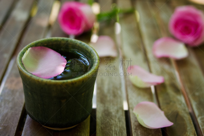 桌子,木制,粉色,花瓣,玫瑰,茶杯,月橘,艺术,水平画幅,传统