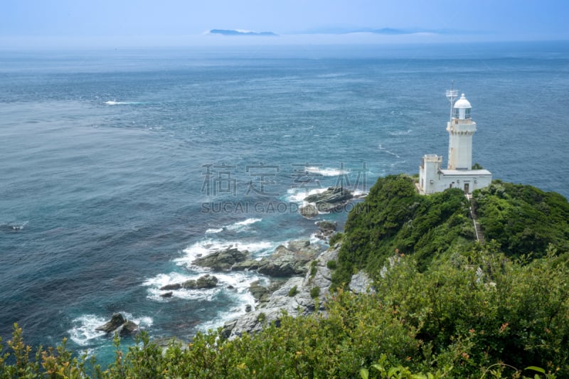 爱媛县,日本,斗篷,萨达,濑户内海,天空,半岛,水平画幅,绿色,无人