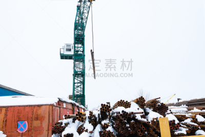 管道,金属,起重机,不锈钢,货梯,圆柱体,雪,建筑业,户外,圆形