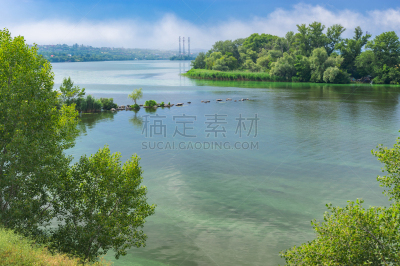 地形,乌克兰,藻青菌,城市,六月,第聂伯河,非都市风光,田园风光,户外,季节