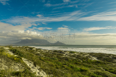 开普敦,布劳堡海滩,看风景,水,美,水平画幅,无人,户外,都市风景,海滩