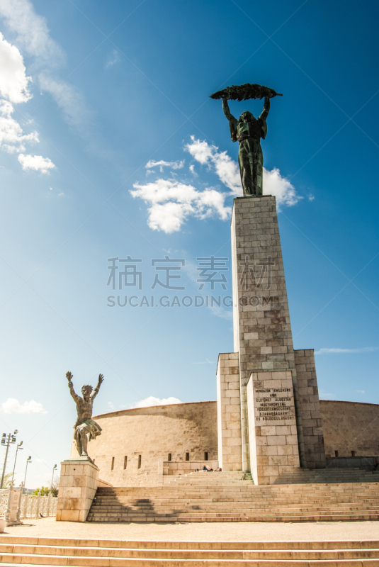 雕像,盖勒特丘陵,布达佩斯,青铜色,垂直画幅,艺术,户外,要塞,云景,著名景点