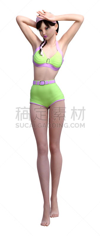 3D rendering teenager girl on white