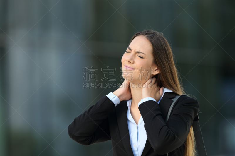 街道,痛苦,颈,商务人士,销售职位,纤维肌痛,经理,仅成年人,疲劳的,过度劳累