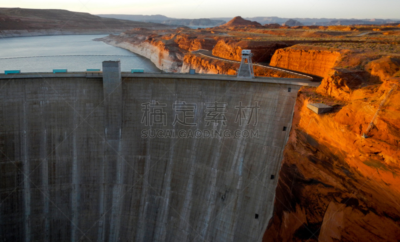 格林水力发电站,山峡国家休养区,马蹄弯,鲍威尔湖,科罗拉多河,水,国家公园,水平画幅,无人,夏天