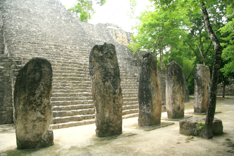 金字塔,墨西哥,台阶,古代文明,水平画幅,热带雨林,坎佩切湾州,户外,石材,雨林