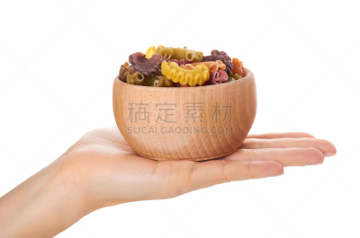 干的,白色背景,分离着色,手,意大利,意大利面,水平画幅,传统,生食,碳水化合物