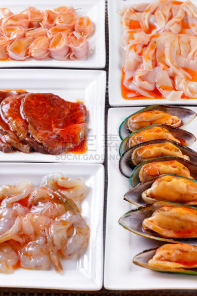 海产,清新,平衡折角灯,河虾鸡尾酒,蒸菜,商业厨房,中国食品,香料,华贵,日本食品
