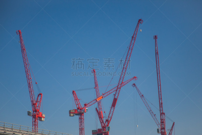在下面,建筑业,电缆绞车,重的,水平画幅,工作场所,提举,工厂,起重机,工业