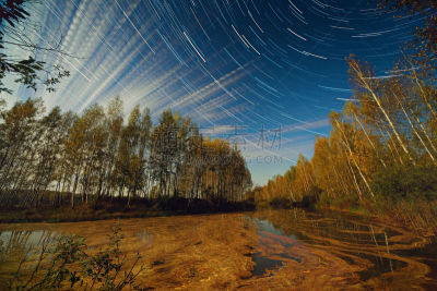 湖,星星,云,在上面,小路,星图,星迹,水,天空,星系
