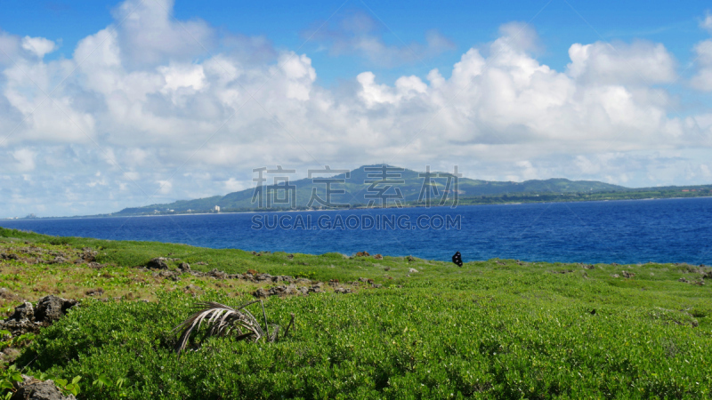 塞班岛,远距离,tinian,北马里亚纳群岛,自然,水,天空,水平画幅,绿色,无人