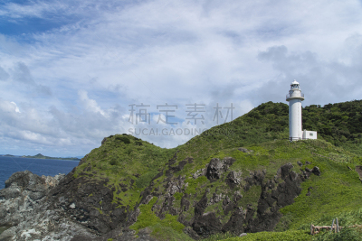 石垣岛,灯塔楼,八重山群岛,山路木标,冲绳县,天空,美,水平画幅,枝繁叶茂,云