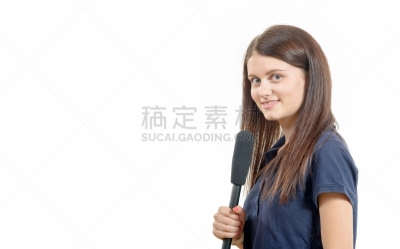麦克风,新闻记者,青年女人,美,水平画幅,美人,白人,青年人,白色,专业人员