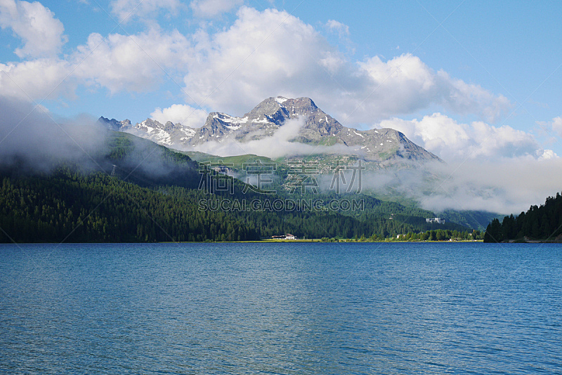 湖,水平画幅,无人,圣莫瑞兹,夏天,户外,瑞士阿尔卑斯山,高处,山,阿尔卑斯山脉