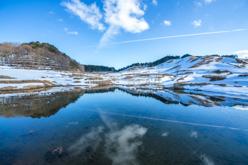 高原,雪,自然,水平画幅,无人,日本,户外,芒草,雨,冬天