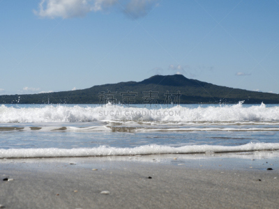朗伊托托岛,rangitoto channel,选择对焦,水,天空,水平画幅,沙子,贝壳,夏天,石头